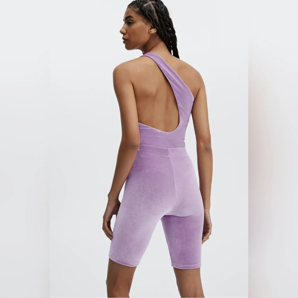 Fabletics Lilac Purple Gigi Velour One Shoulder Bodysuit Womens Plus Size 1X NWT - Picture 4 of 10